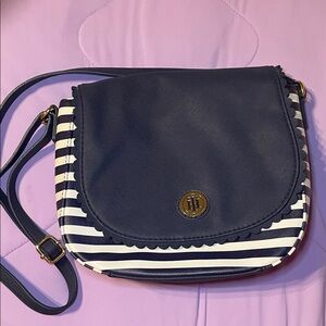 Tommy Hilfiger Navy and White Crossbody Bag
